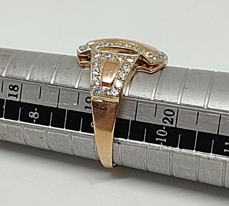 Кольцо из красного и белого золота с цирконием (31374127) 3