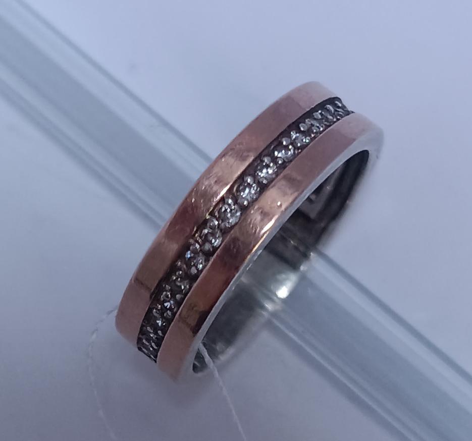 Серебряное кольцо с позолотой и цирконием (33447673) 0