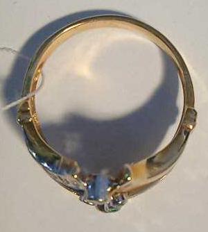 Каблучка з жовтого та білого золота з цирконієм і діамантом (-ми) (27417386) 2