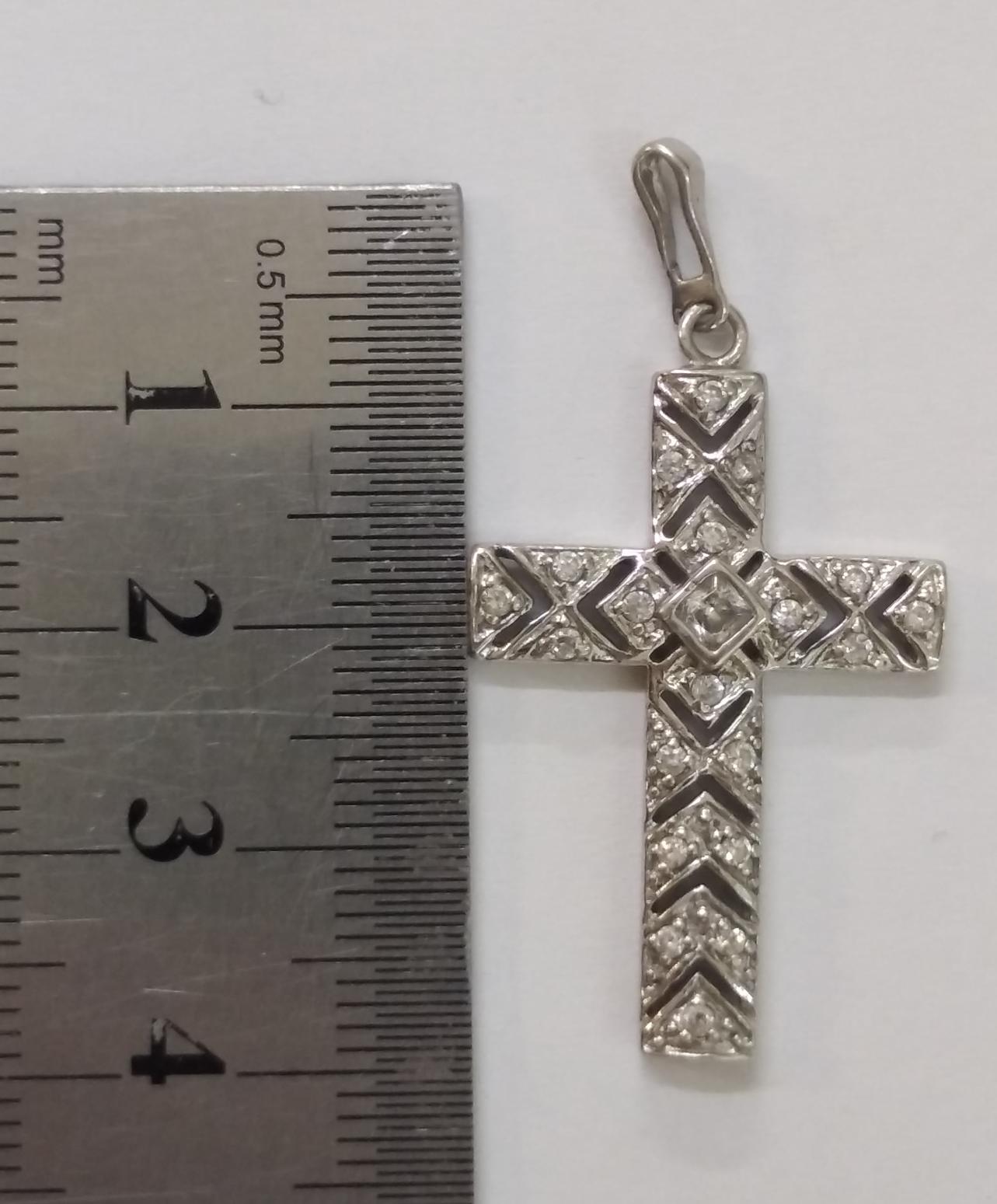 Срібний підвіс-хрест із цирконієм (32749713) 4