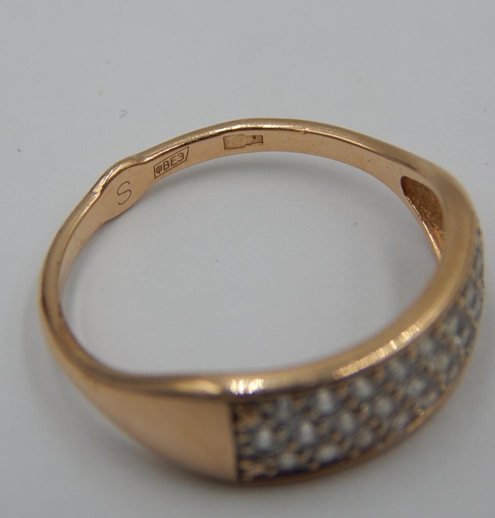 Кольцо из красного и белого золота с цирконием (28295746) 7
