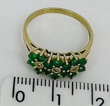 Кольцо из желтого золота с изумрудом и бриллиантом (-ми) (32091901) 3
