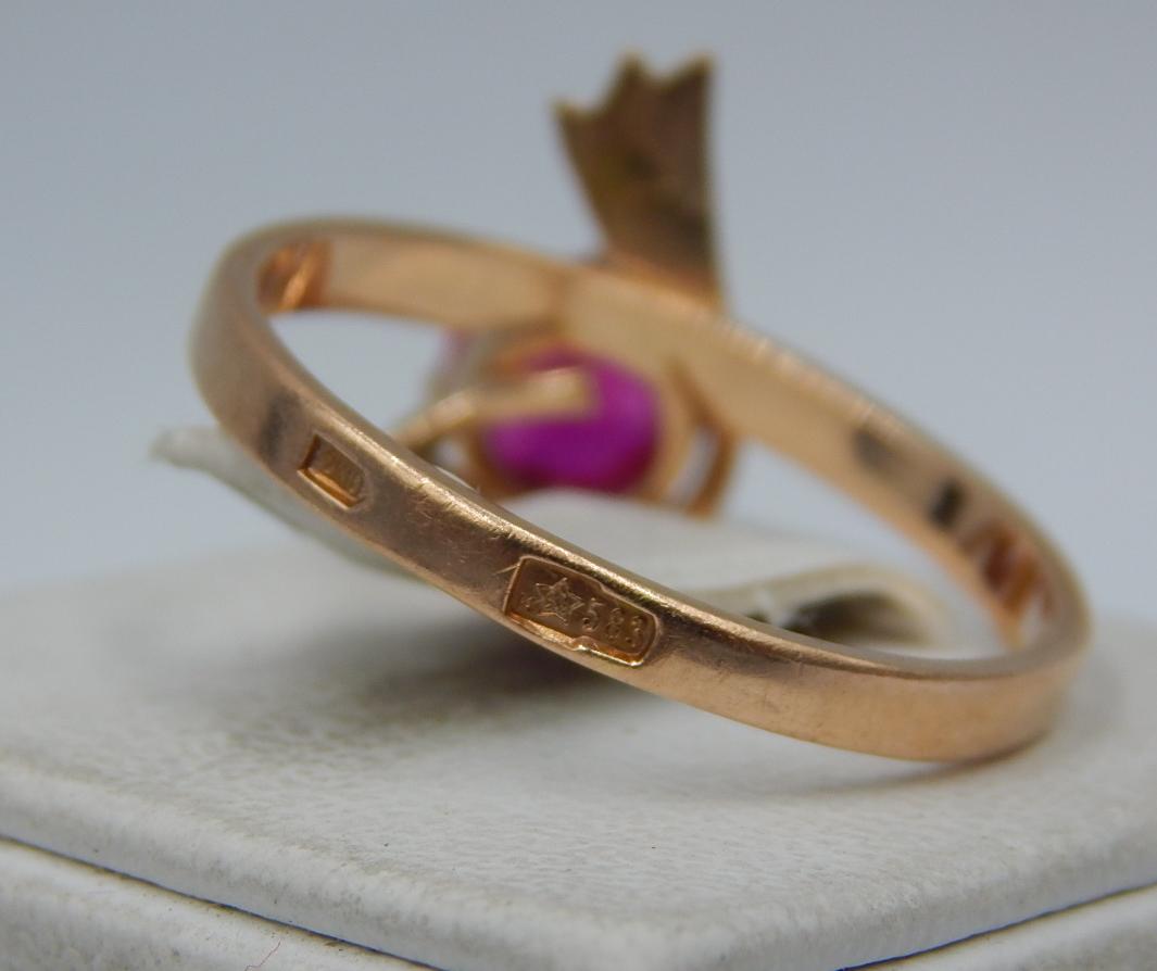 Кольцо из красного золота с корундом (30051570)  3