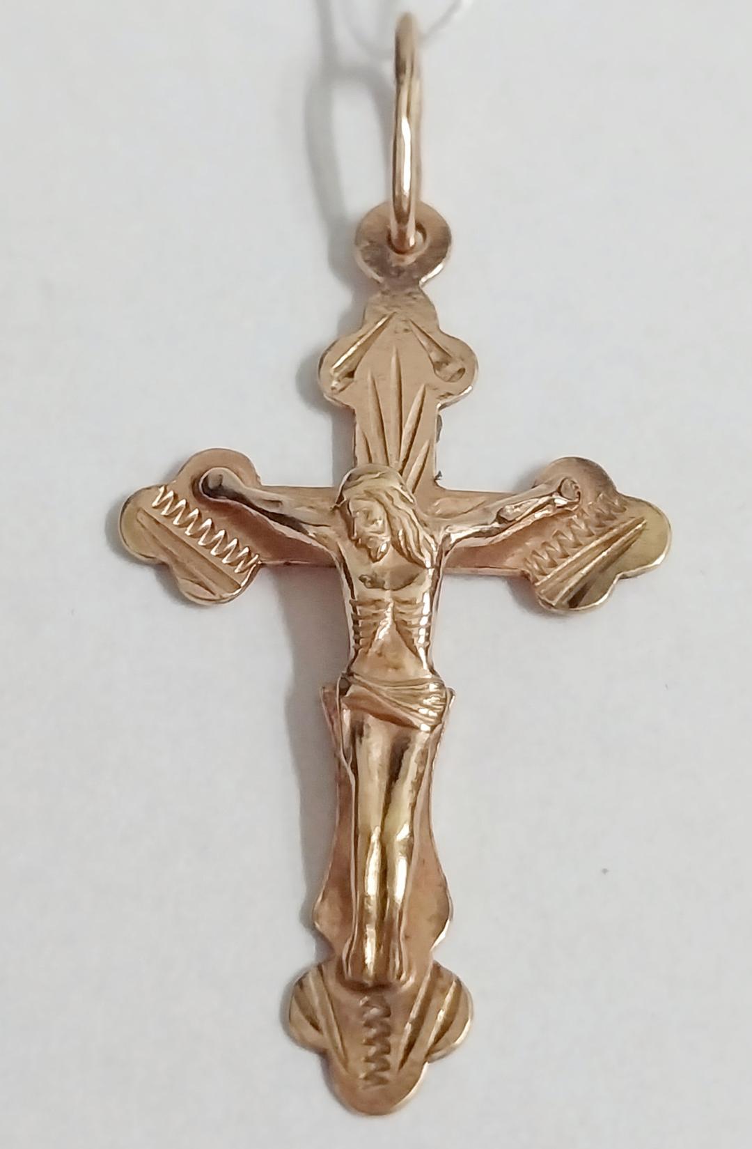 Підвіс-хрест з червоного золота (32759591) 0