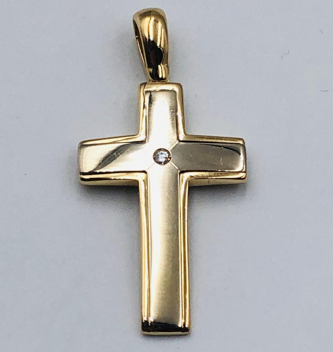 Підвіс-хрест із жовтого та білого золота з діамантом (-ми) (33616159) 0