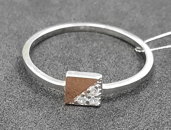 Серебряное кольцо с позолотой и цирконием (31300021) 0