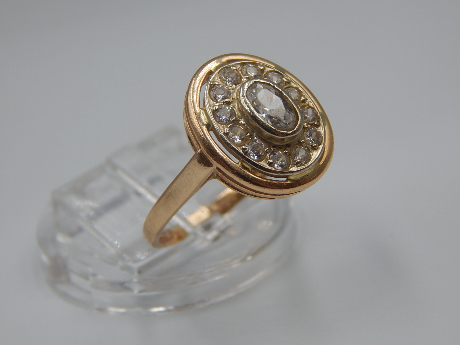 Кольцо из красного и белого золота с цирконием (33683720) 1