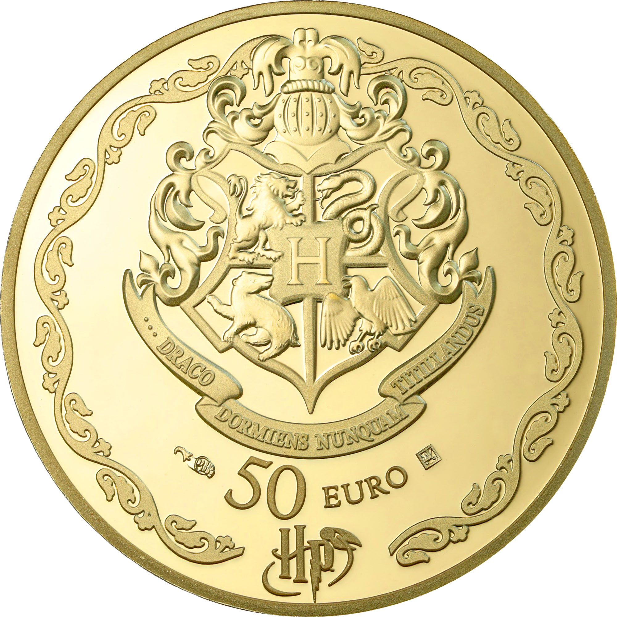Золотая монета 1/4oz Гарри Поттер И Дамблдор 50 Евро 2021 Франция (33214275) 1