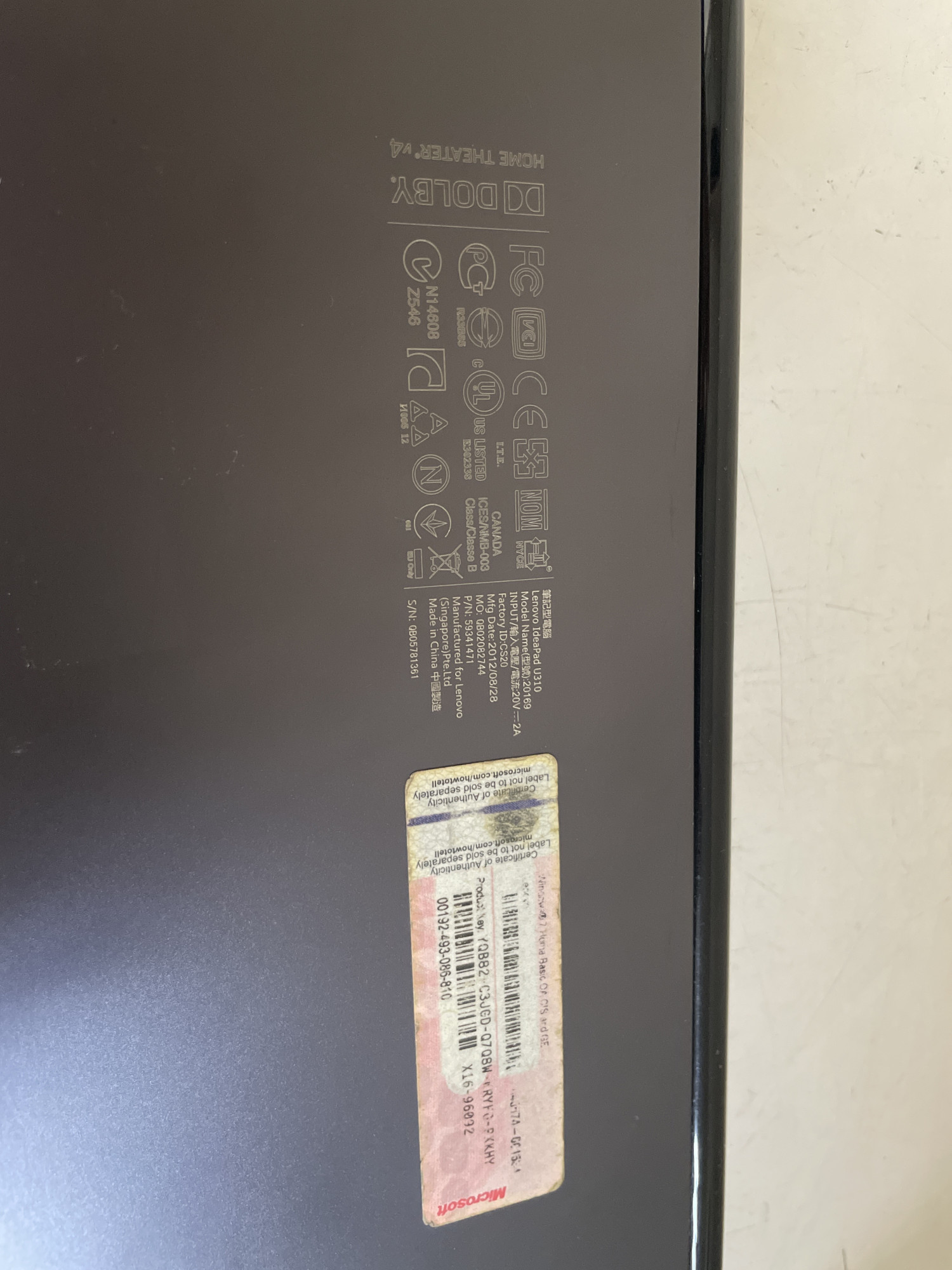 Ноутбук Lenovo IdeaPad U310 (59-341471) (33675721) 8