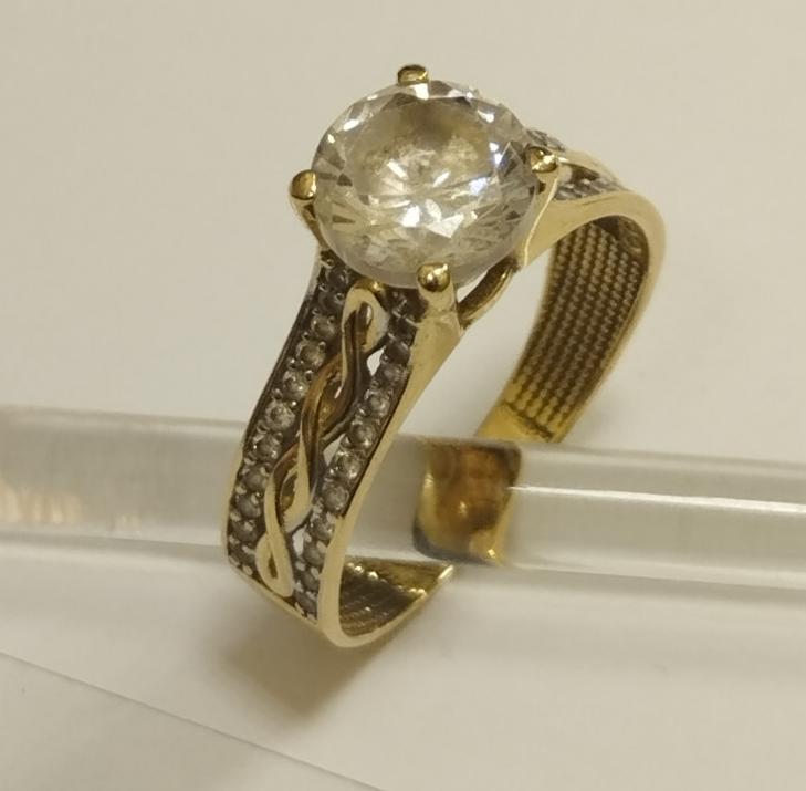 Кольцо из желтого золота с цирконием (33753469) 1