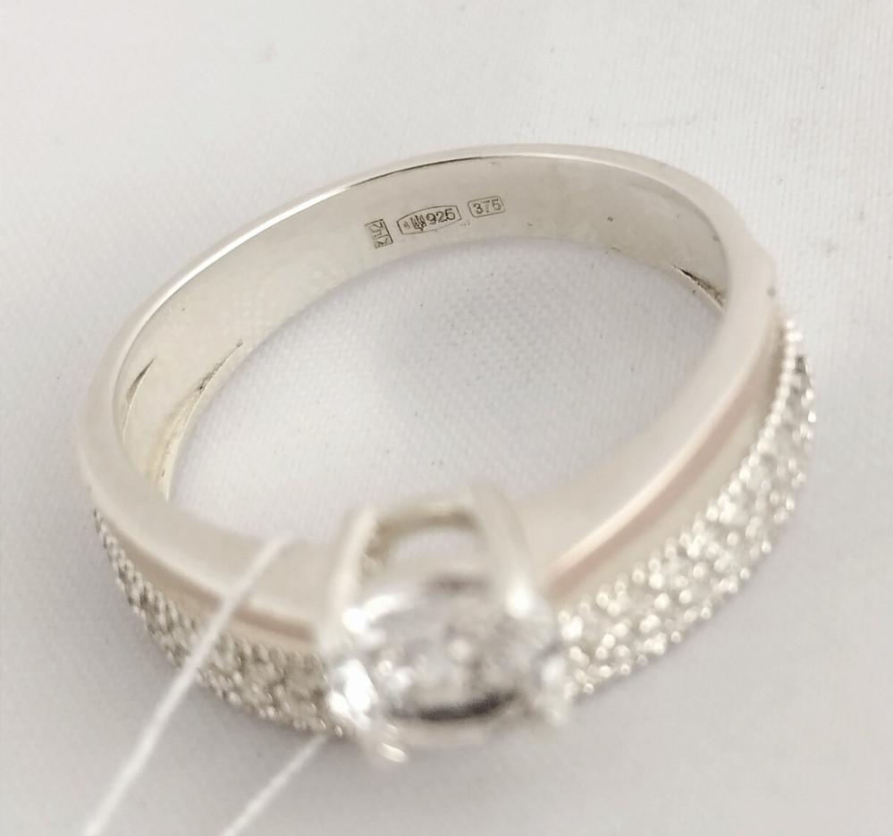 Серебряное кольцо с золотой вставкой и цирконием (33735639) 1
