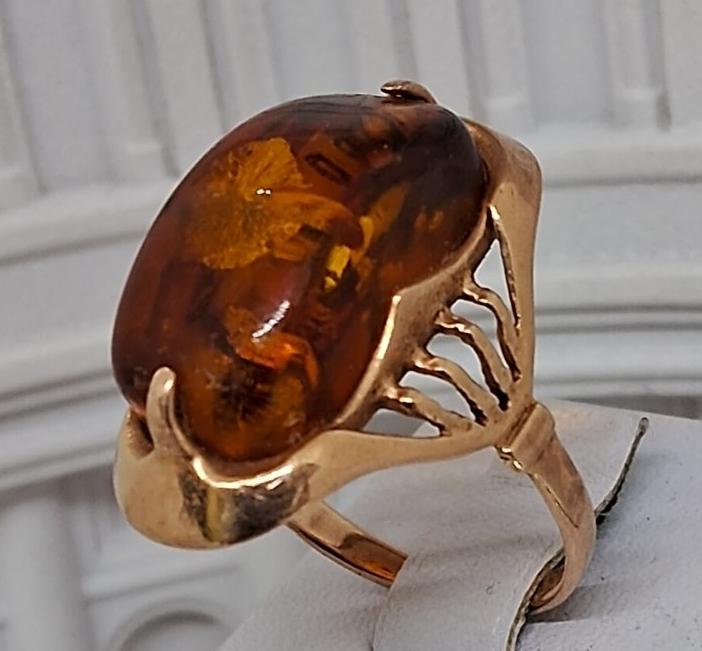Кольцо из красного золота с янтарем (33673657)  1
