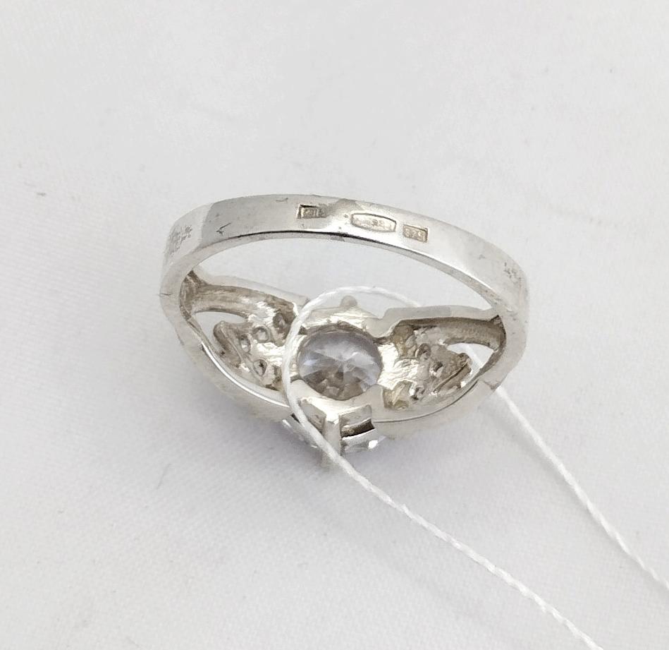 Серебряное кольцо с золотой вставкой и цирконием (32794335) 1