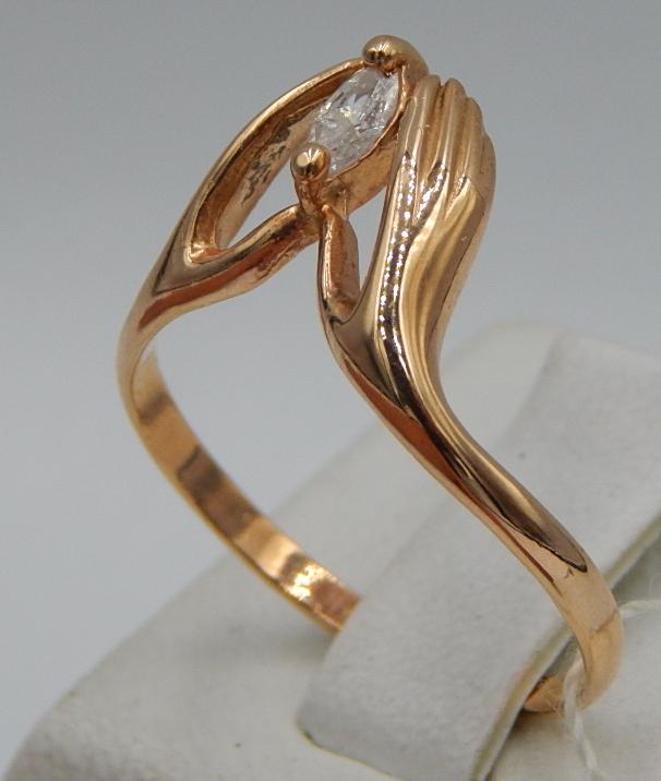 Кольцо из красного золота с цирконием (30840455) 1