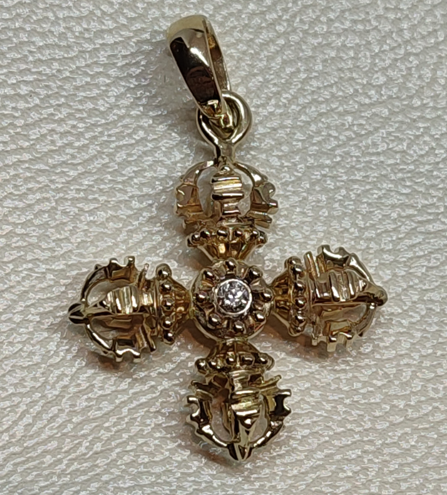 Підвіс-хрест із червоного та жовтого золота з діамантом (-ми) (28913600) 0