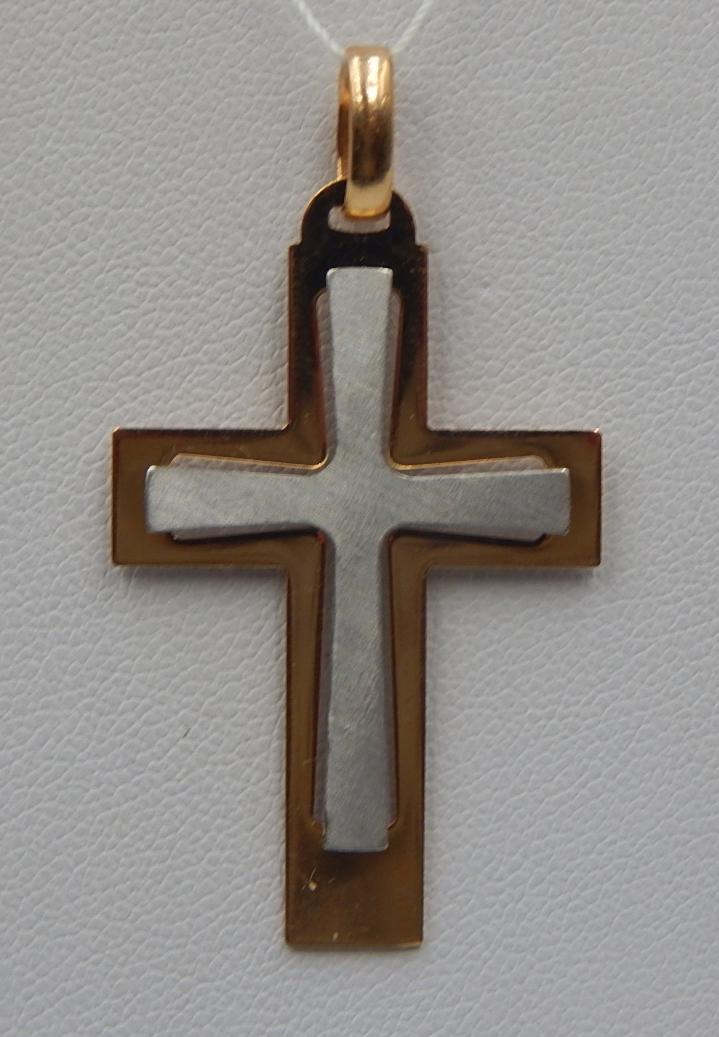 Підвіс-хрест з червоного та білого золота (32167903) 0