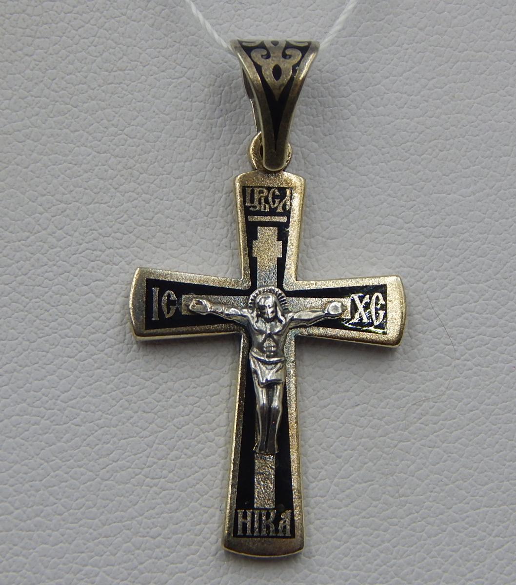 Серебряный подвес-крест с позолотой (33236400) 0