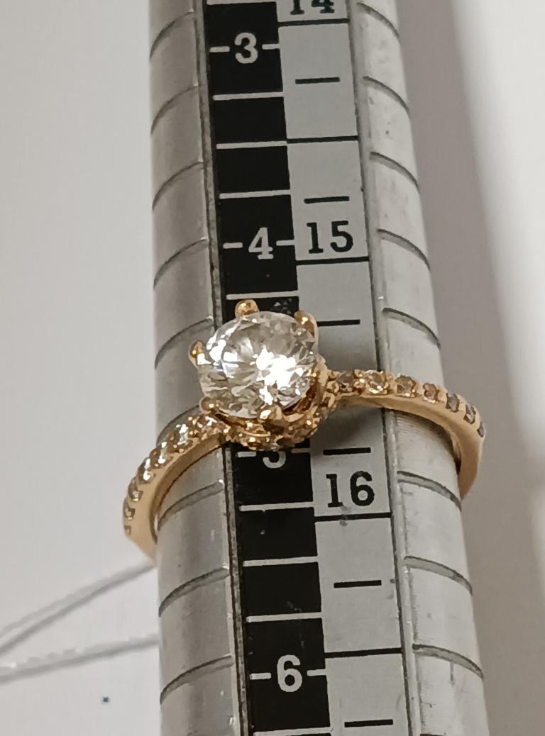 Кольцо из красного золота с цирконием (33931649) 2