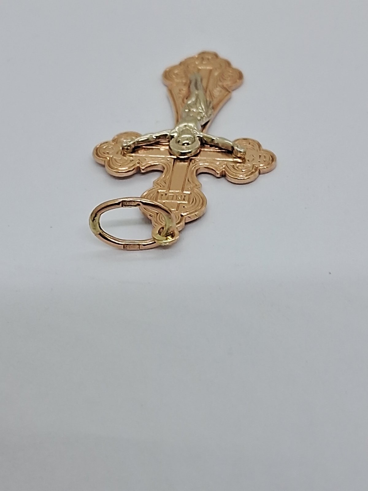 Підвіс-хрест з червоного та білого золота (33778843) 2