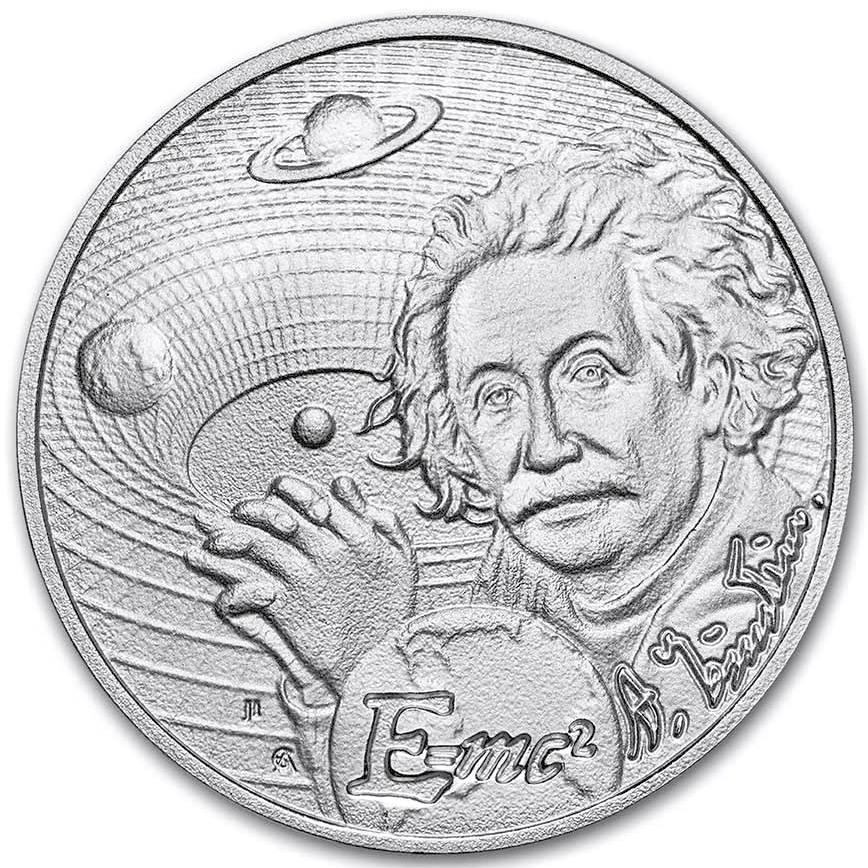 Серебряная монета 1oz Иконы Инноваций: Альберт Эйнштейн 2 доллара 2022 Ниуэ (29269205) 0