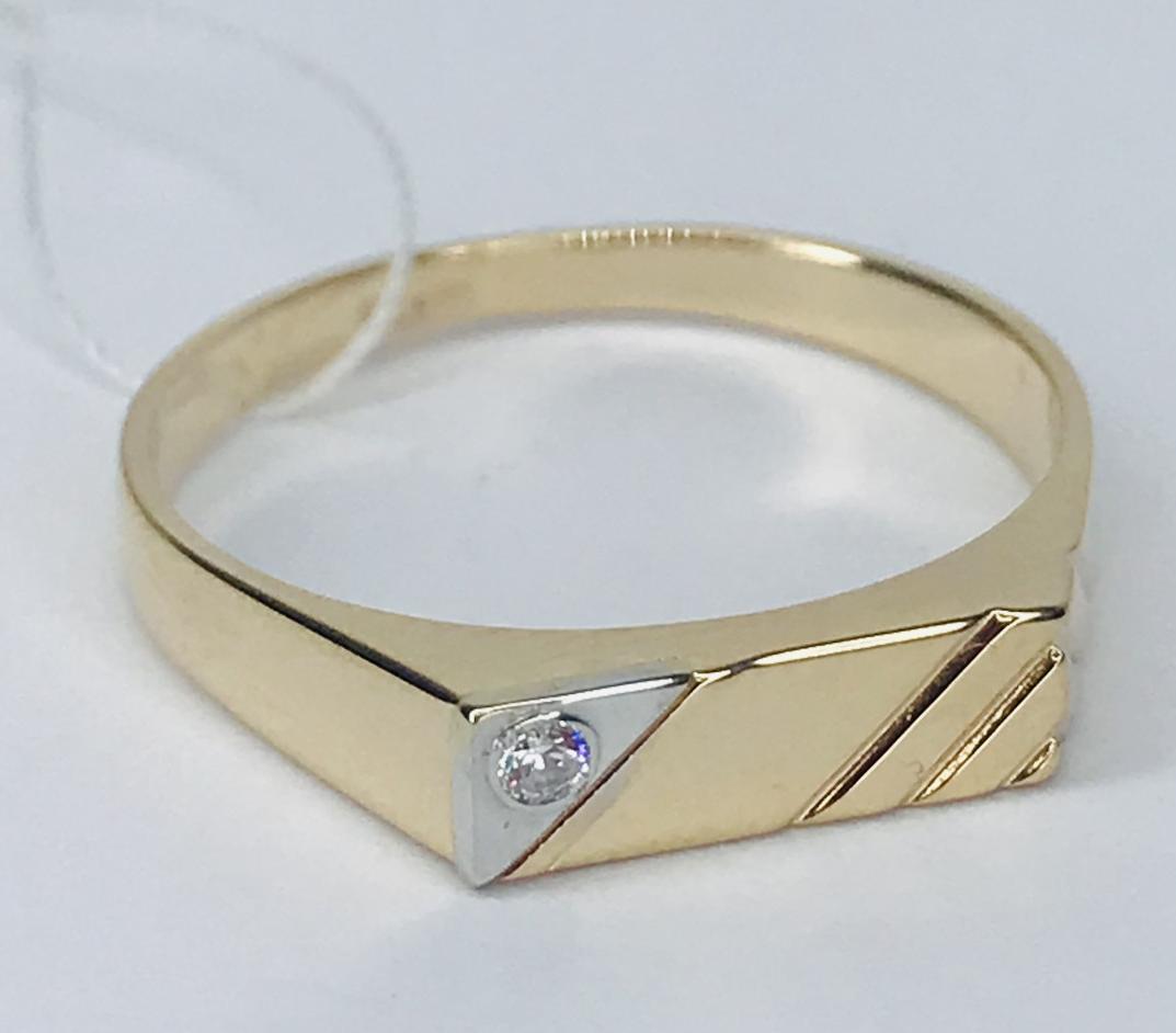 Перстень из красного и белого золота с цирконием (33584094) 1