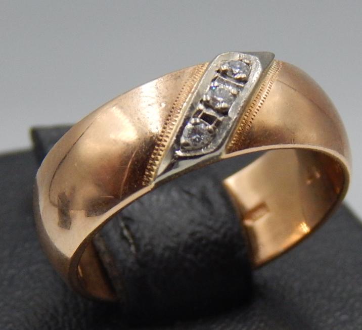 Кольцо из красного и белого золота с бриллиантом (-ми) (31645967) 1