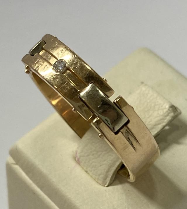 Обручальное кольцо из красного и желтого золота с бриллиантом (-ми) (33963369)  1