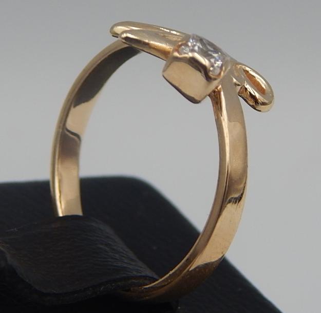 Кольцо из красного золота с цирконием (28125133) 4