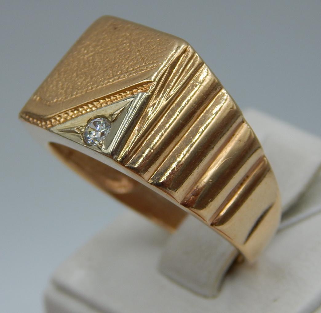 Перстень из красного и белого золота с цирконием (32288989) 1