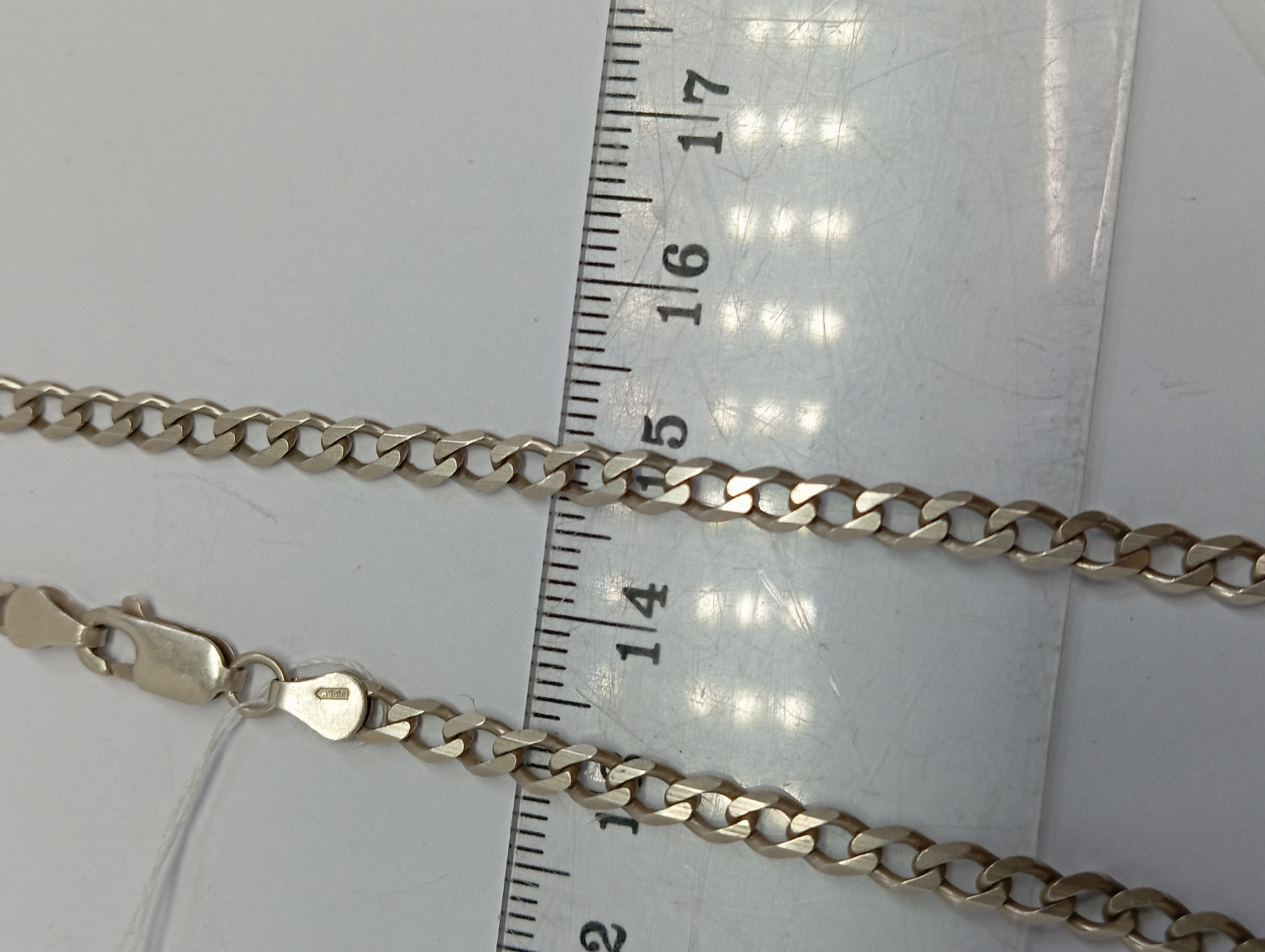 Серебряная цепь с плетением панцирное (33692831) 3