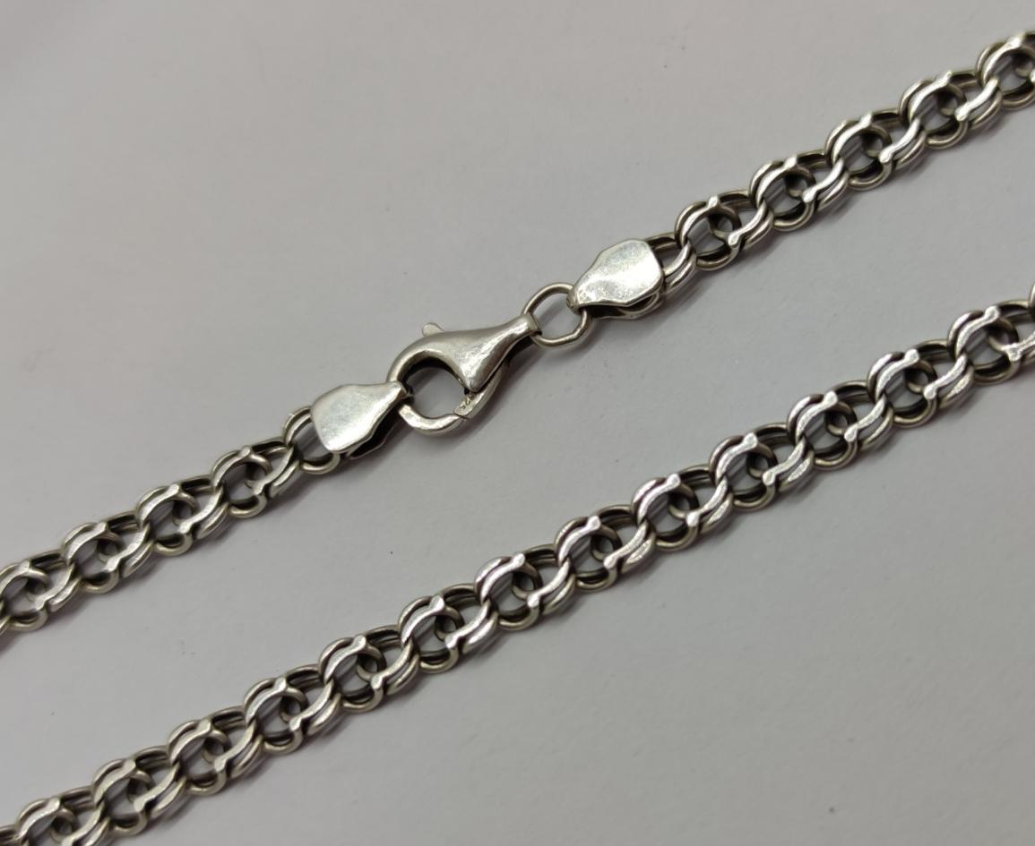 Серебряная цепь с плетением Бисмарк (33763670) 0