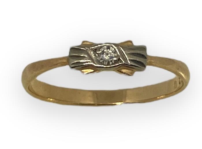 Кольцо из красного и белого золота с бриллиантом (-ми) (29151953) 0