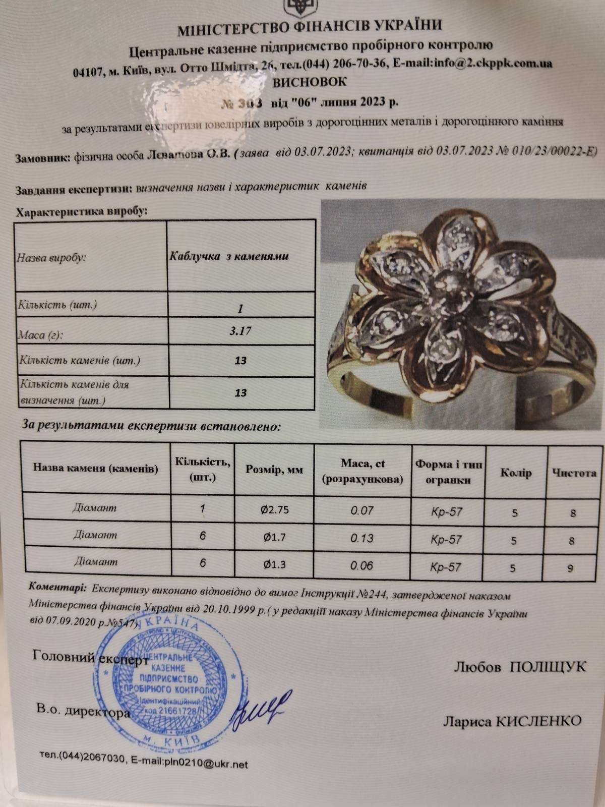 Кольцо из красного и белого золота с бриллиантом (-ми) (31294333) 5