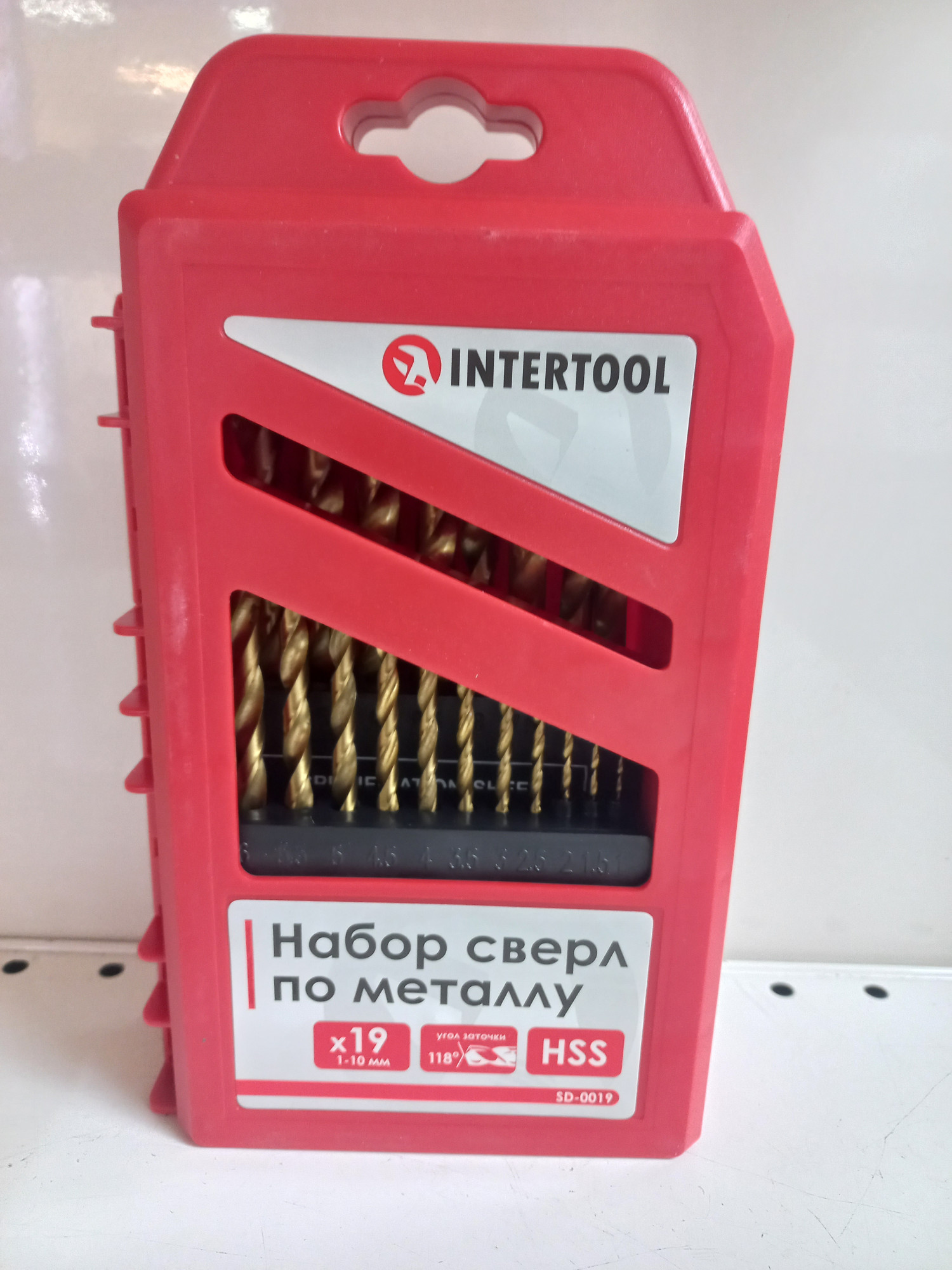 Набор сверл по металлу Intertool HSS 1-10 мм 19 шт (SD-0019) 0