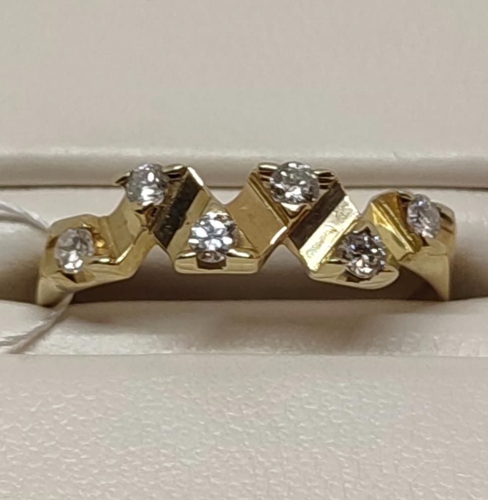 Каблучка з жовтого золота з діамантом (-ми) (28543236) 1