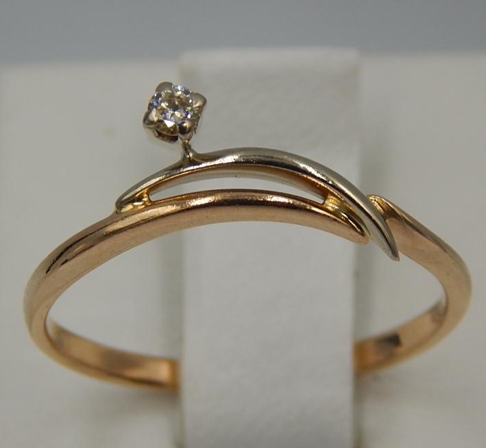 Кольцо из красного и белого золота с бриллиантом (-ми) (27475684) 2