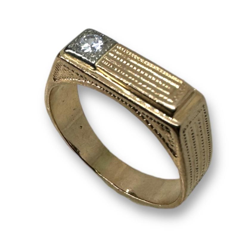 Перстень из красного и белого золота с цирконием (32342107) 2