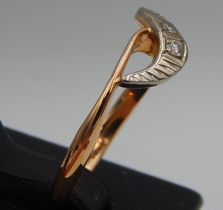 Кольцо из красного и белого золота с бриллиантом (-ми) (29720094) 2