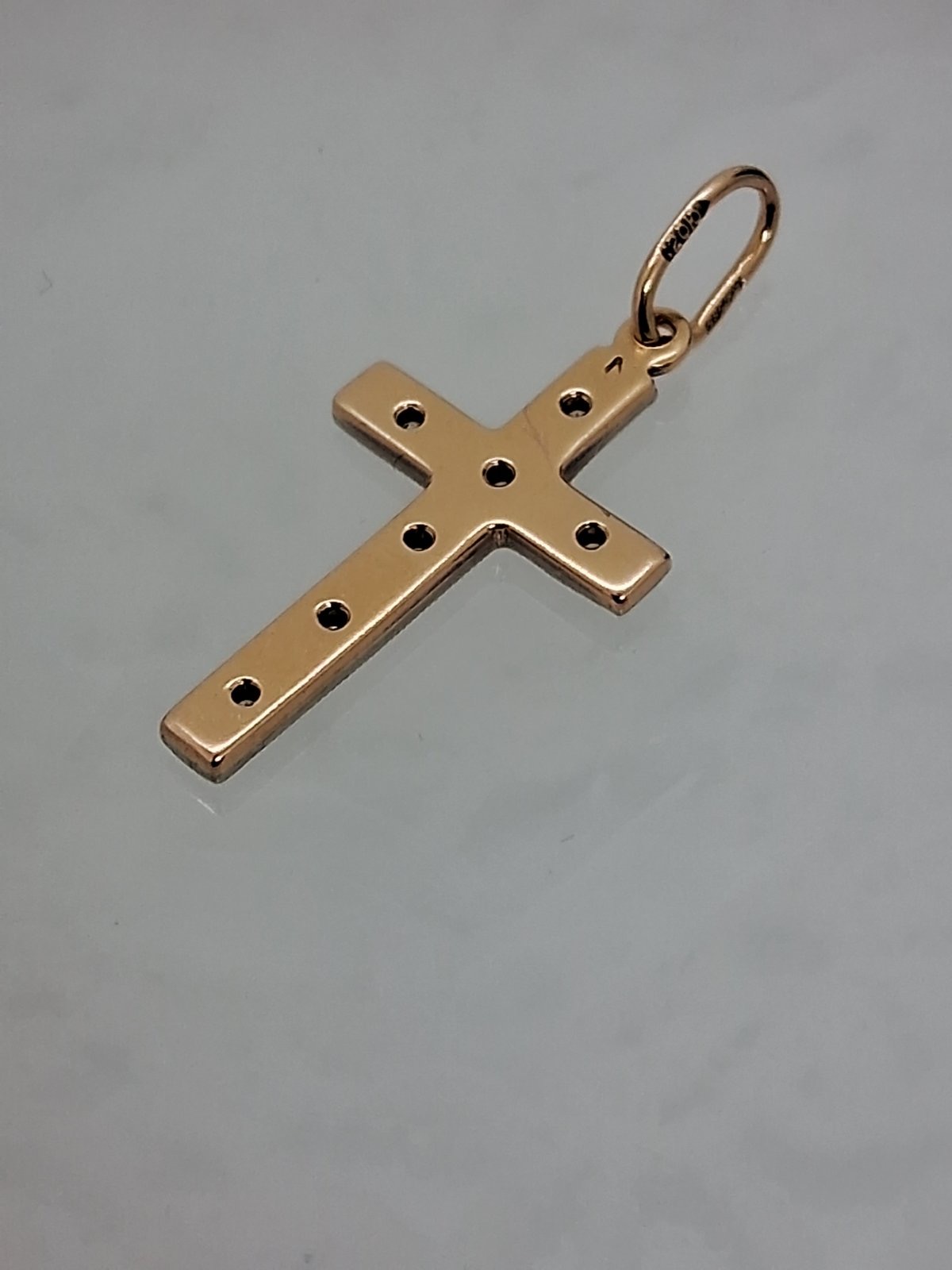 Підвіс-хрест з червоного та білого золота з цирконієм (33425519) 5