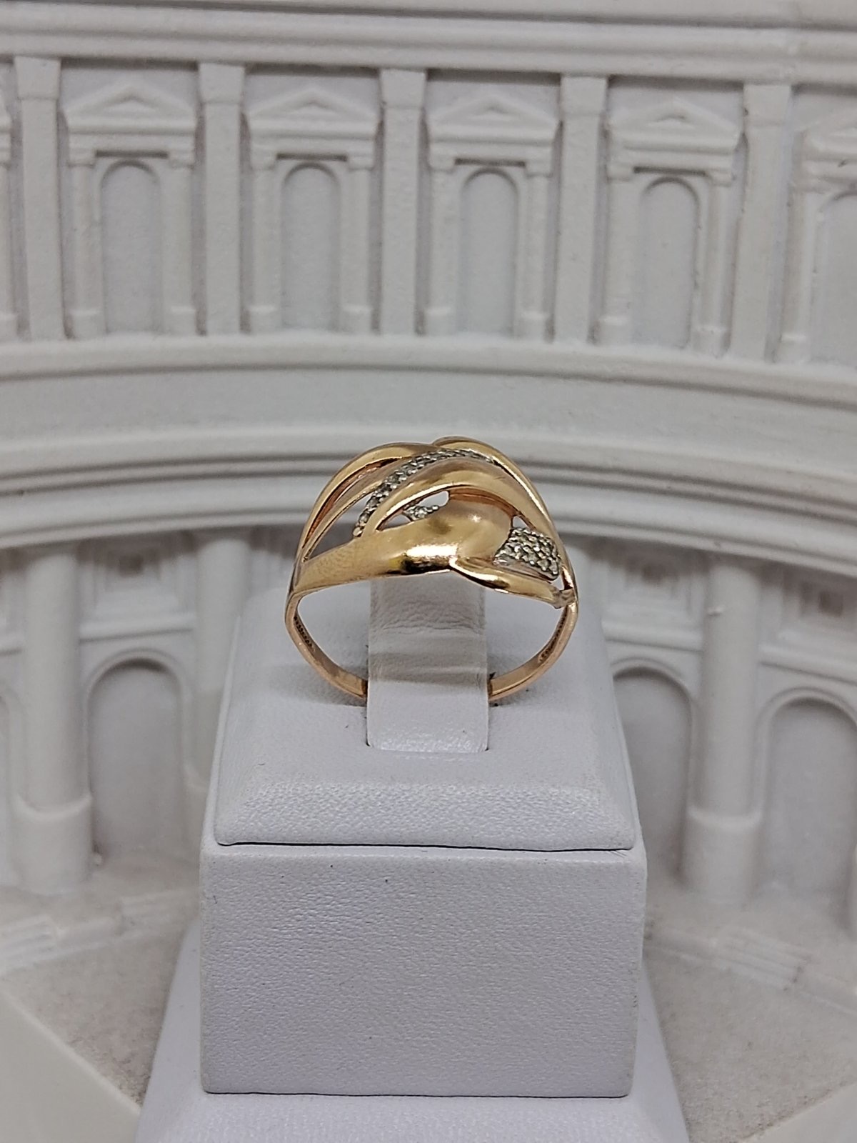 Кольцо из красного и белого золота с цирконием (33341327) 0