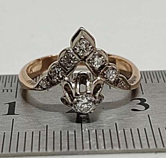 Кольцо из красного и белого золота с бриллиантом (-ми) (31529819) 7