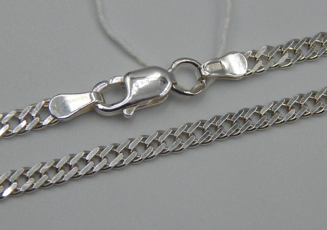 Серебряная цепь с плетением Двойной ромб (32197939) 0
