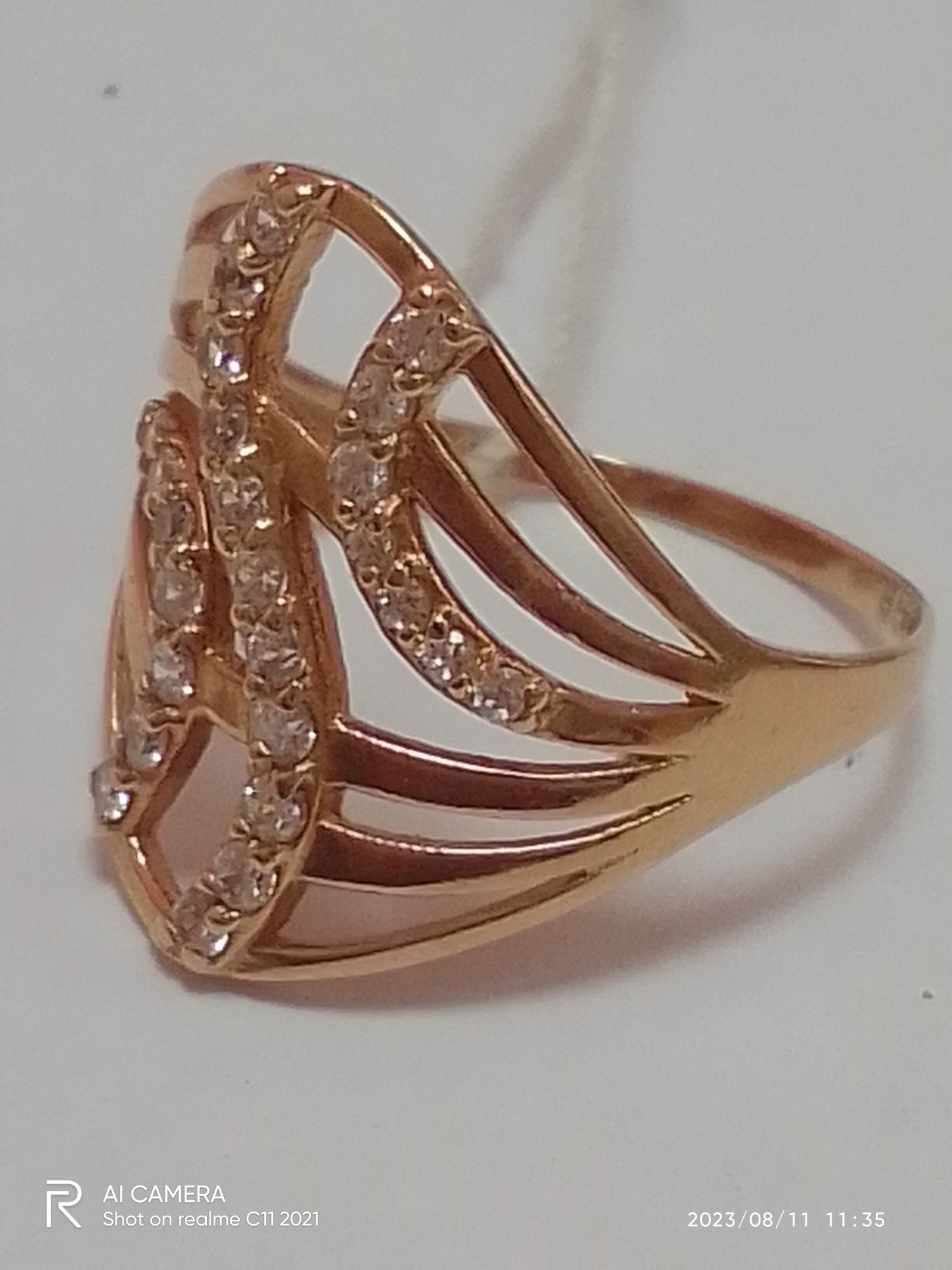 Кольцо из красного золота с цирконием (31433609)  5