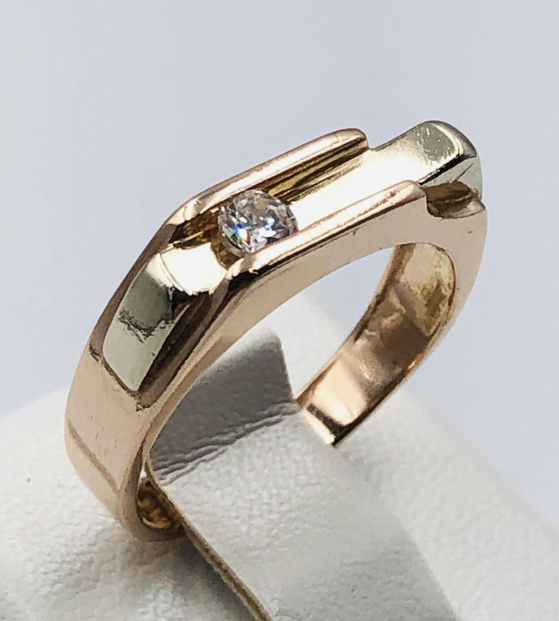 Перстень із червоного та білого золота з цирконієм (33793094) 0