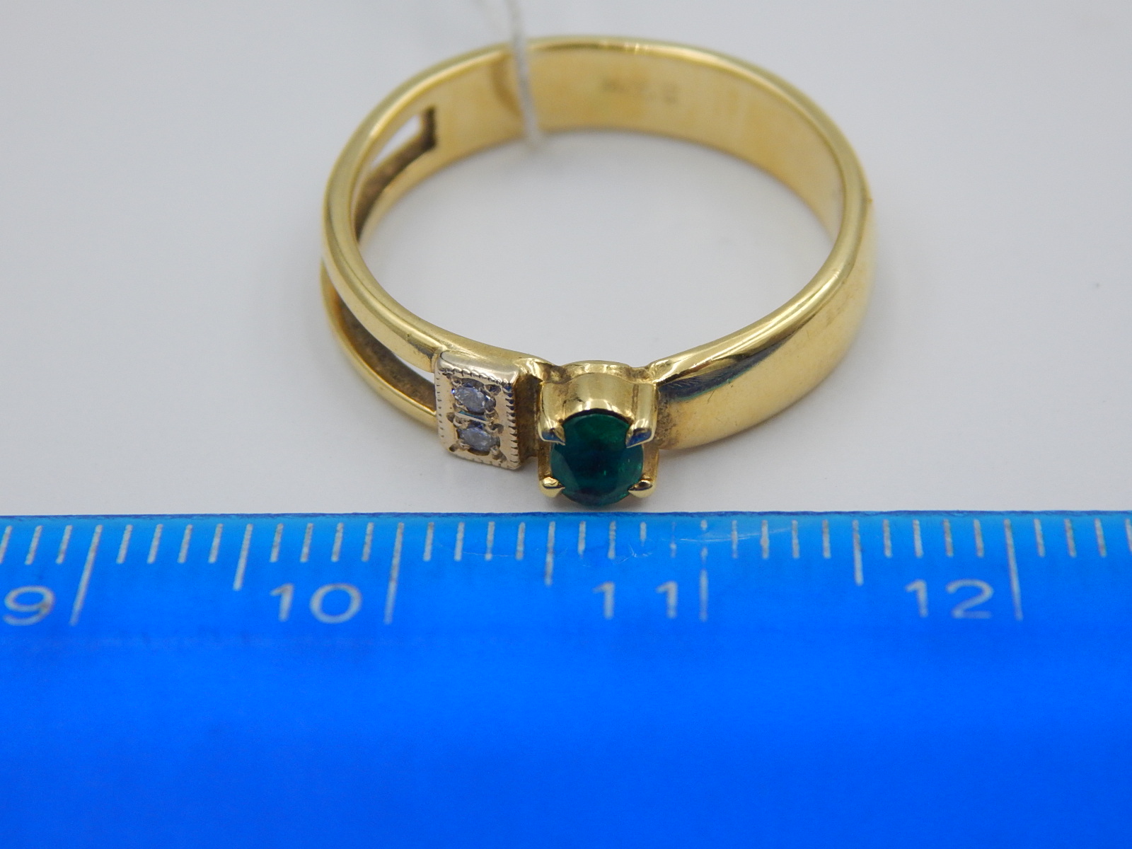 Кольцо из желтого и белого золота с изумрудом и бриллиантом (-ми) (28660130) 6