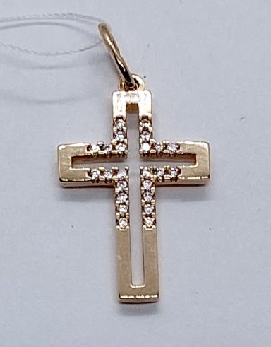 Підвіс-хрест із червоного золота з цирконієм (30793472) 1