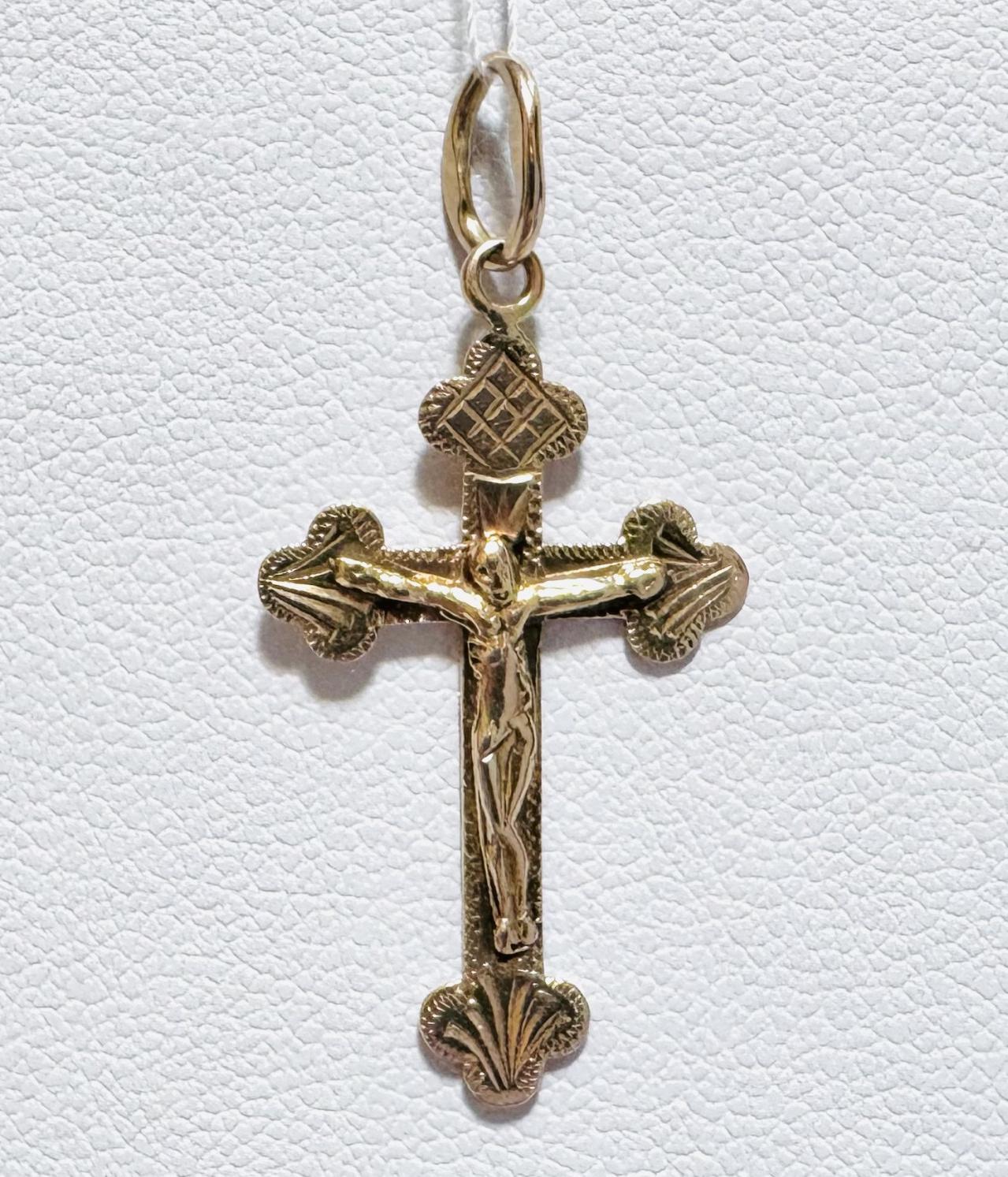 Підвіс-хрест з червоного золота (33666321) 0