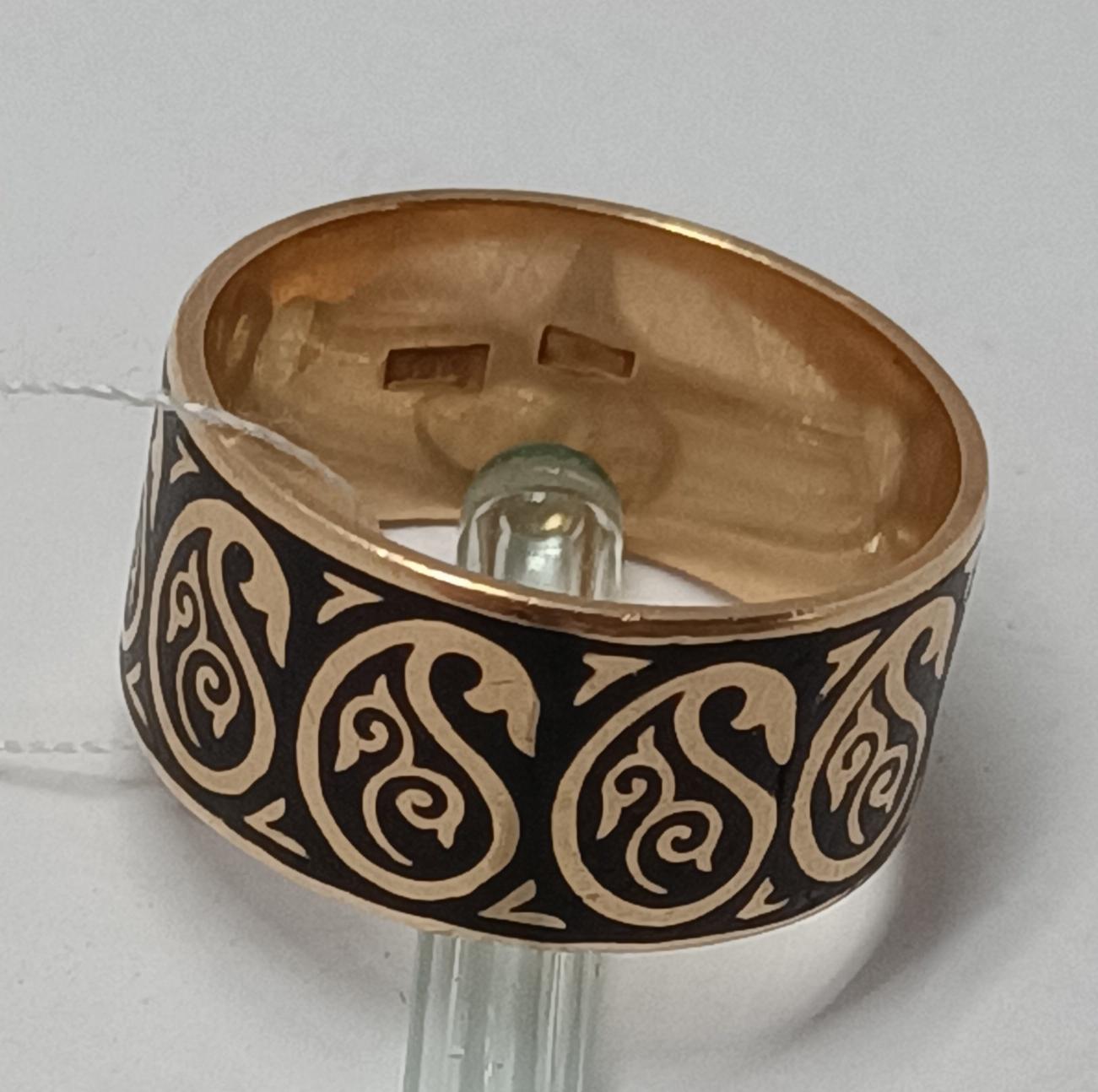 Обручальное кольцо из красного золота с эмалью (33940637) 0