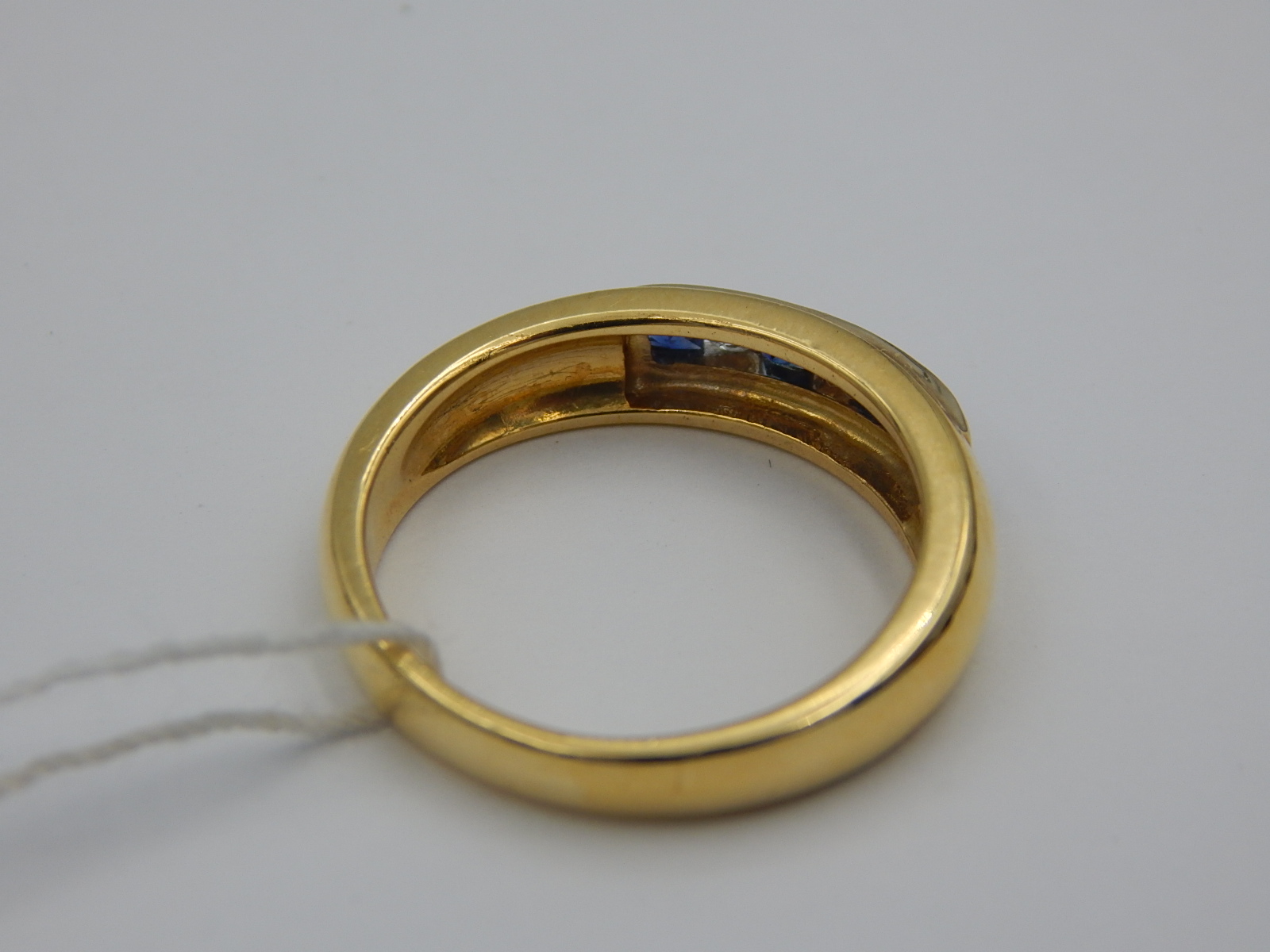Кольцо из желтого и белого золота с сапфиром и бриллиантом (-ми) (30948522) 3