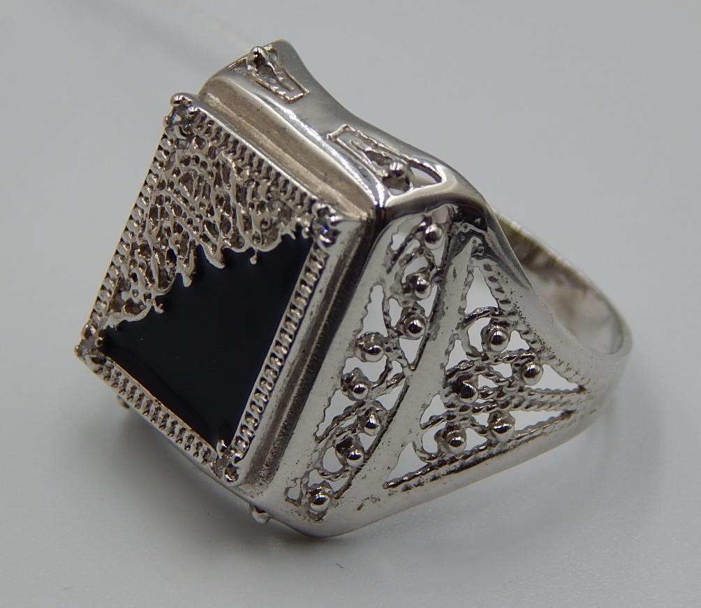 Серебряный перстень с эмалью и цирконием (30816361) 3